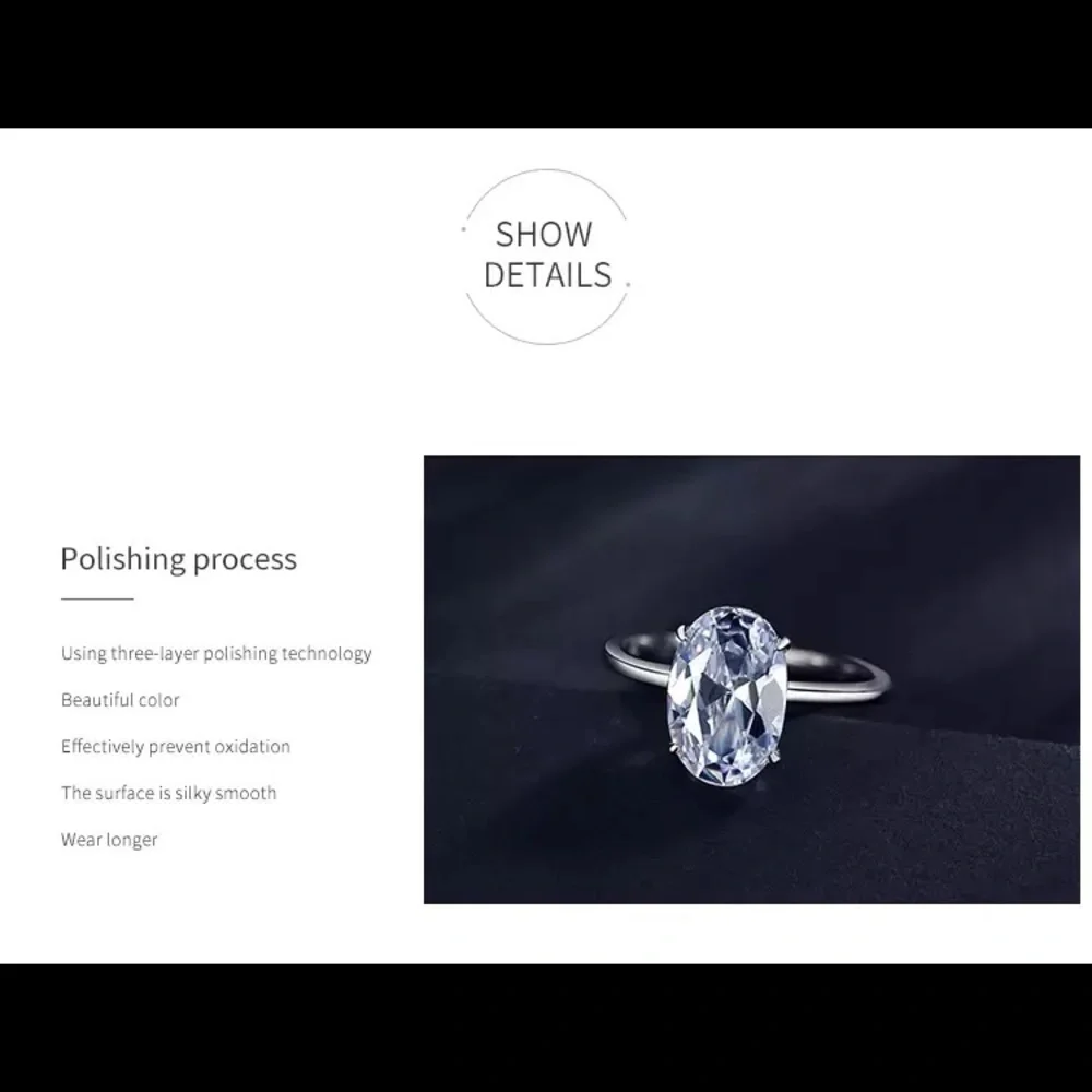 3Ct OVAL Cut VVS Square 4 Prong Setting Solitaire 925 Ring